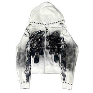 Sweat à capuche surdimensionné pour homme en molleton chenille brodé 220 GSM, 100% coton épais, pull d'hiver délavé à l'acide et effet vieilli - Product Image 1