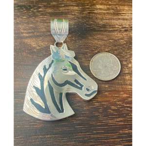 Pendentif Tête de Cheval Religieux Fait Main Alonzo Mariano en Argent Sterling Plaqué Or Rose et Rhodium avec Perle – Breloque Bijou - Product Image 3