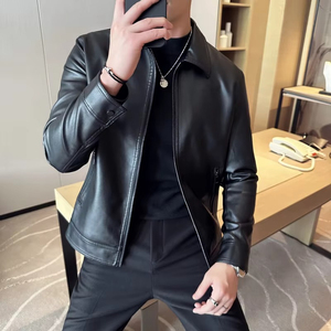 Chaquetas de Cuero de Primera Calidad con Cuello Camisero, Diseño Nuevo, Venta Directa de Fábrica, Chaquetas de Cuero a Precios Económicos - Product Image 2