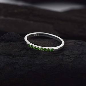 Genuine Handmade Natural Green Tsavorite Gemstone Jewelry Fashion 925 Sterling Silver <b>Ring</b> <b>Band</b> Fashion Accessories for Women - Product Image 1