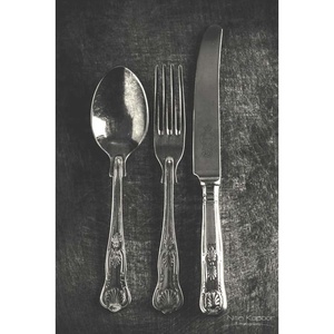 Cubiertos de acero inoxidable con mango de diseño en relieve plano de Portugal pulido con espejo plateado - Product Image 1