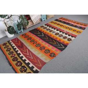 พรมตุรกีวินเทจขนาด 4.6x10 ฟุต พรมขนาดใหญ่ พรมขนสัตว์สีส้มคิลิม - Product Image 4
