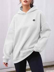 Sweats à capuche surdimensionnés pour femmes personnalisés, blanc, 100% coton, 450GSM, approvisionnement en gros pour femmes, OEM, étiquette privée, fabricant de vêtements de rue en molleton - Product Image 4