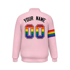 OEM personalizado Unisex de alta calidad Letterman chaqueta de béisbol de calidad superior para los hombres del mes del orgullo chaqueta teñida lisa - Product Image 4