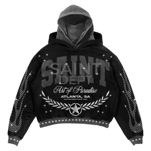 Servicio de OEM/ODM Sudaderas con capucha de diseño de impresión de soplo hechas a medida para hombre Sudadera con capucha de lana de algodón 100% de alta calidad - Product Image 2