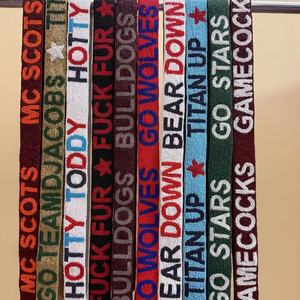 Beautiful Seed Beaded <b>Strap</b> <b>Handbag</b> Purse Bag <b>Strap</b> Custom Size Trendy Cute Style Featuring Detachable Chain Acrylic Cotton - Product Image 1