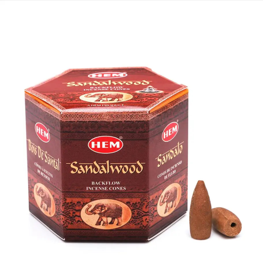 Top Quality Hem HEM Sandawood Backflow Dhoop Cones are an essential prayer incense that releases a mild fragrance pack of 40
