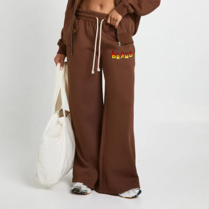Pantalones de chándal para correr OEM al por mayor, pantalones de chándal holgados de algodón de gran tamaño, pantalones de chándal rectos de pierna ancha para mujer - Product Image 1