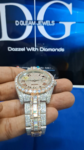 Montre de luxe pour homme en acier inoxydable, style hip-hop, avec diamants Moissanite VVS, sertissage complet pavé, 41 mm, analogique à quartz - Product Image 4