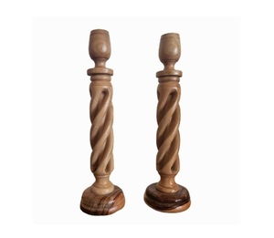 Candelabro de Madera Maciza de Primera Calidad para Decoración del Hogar, Centro de Mesa con Acabado Natural, Aspecto Artesanal, Ecológico, Navideño - Product Image 2