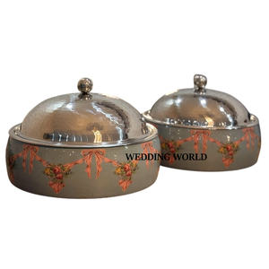 Ensemble de trois pots isolés en métal au design autocollant Qualité supérieure Nouvelle arrivée Casserole Classique Élégant Chauffe-aliments en métal fantaisie - Product Image 4