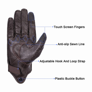 Guantes de Motocicleta de Piel de Cabra de la Mejor Calidad, Pantalla Táctil Completa, Protección de Nudillos de PVC Duro, Guantes de Motociclismo - Product Image 5