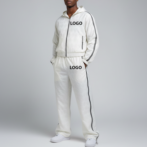 Survêtement d'hiver décontracté 2 pièces en coton avec logo personnalisé, coupe-vent et respirant, fermeture éclair latérale, pour homme - Product Image 6