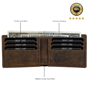 Cartera de Cuero Clásica Unisex, Delgada, Vintage, con Cierre Abierto, Larga, Ecológica, con Protección RFID - Product Image 6