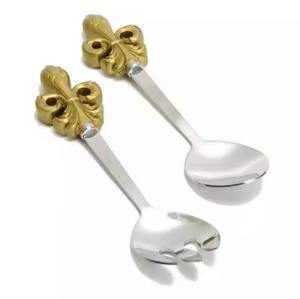 ชุดช้อนส้อมโลหะด้ามจับเป็นลอนสวยงามมีดส้อมมีดสเตนเลสมีดสำหรับรับประทานอาหารร่วมสมัย - Product Image 3