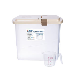 Contenedor rectangular para almacenar arroz HOKORI con sellado hermético, ideal para organizar cocinas y despensas. - Product Image 4