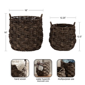 Ensemble de 2 paniers ronds durables en jacinthe d'eau tressés à la main, panier de rangement en gros, écologique, fabriqué au Vietnam - Product Image 2