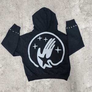 เสื้อมีฮู้ดผ้าฝ้ายผู้ชายโอเวอร์ไซส์ผ้าซักได้แผ่นปะติดไหล่ปล่อยกรดมีซิปขนาดใหญ่พิเศษสำหรับ500gsm ผ้าเทอร์รี่ฝรั่งเศส - Product Image 5