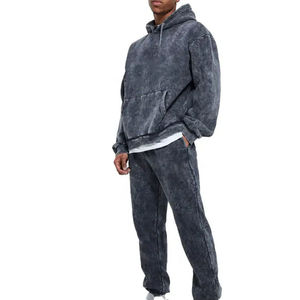 Conjunto Deportivo de Hombre con Sudadera y Pantalones Jogger con Lavado Ácido, Ropa Deportiva de Invierno con Forro Polar, Logotipo Personalizado, Venta al Por Mayor, Calidad de Exportación OEM - Product Image 1