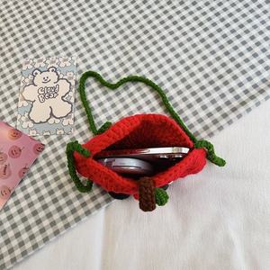 Nouveau sac à bandoulière portable en coton tissé au crochet, motif pomme, petit et mignon, pour femme et enfant, collection transfrontalière, modèle unique - Product Image 4