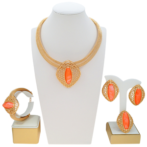 Zhuerrui Italiano disegni in oro da donna Set di gioielli da festa Fine bigiotteria di lusso grandi collana di gioielli Set HC2500314 - Product Image 3