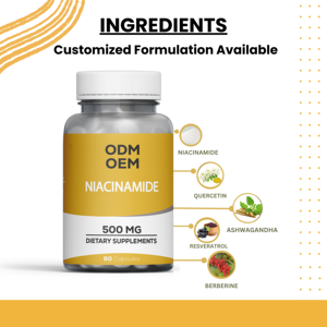 Etiqueta privada 60 recuentos Niacinamida 500mg Vitamina B3 Cápsulas Suplemento de salud para adultos Bienestar natural OEM ODM - Product Image 2