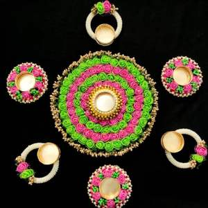 Alfombrilla de Rangoli tradicional de colores vibrantes, diseño intrincado para portavelas para el Día del Padre, regalo de Halloween, graduación - Product Image 4