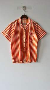 Conjunto de Pijama corto de algodón a rayas naranja para mujer, ropa de salón de verano, traje de noche con botones y ribetes - Product Image 3