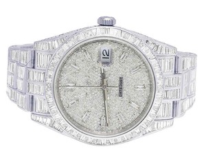 Montre personnalisée Baguette entièrement sertie de diamants en quartz, bijou de mode de luxe pour homme, style hip-hop, cadran en verre - Product Image 1