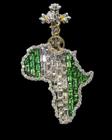 Pendentif carte d'Afrique personnalisé avec diamants VVS et pierres d'émeraude en argent, charme de 1 pouce, 20 grammes, taille émeraude, certifié IGI