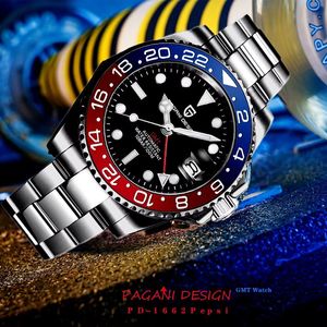 Men Stainless Steel Brass Case GMT Mechanical Watch Sapphire Crystal 20mm Band 10Bar Waterproof Date Function Dial <b>Bracelet</b> - Product Image 3