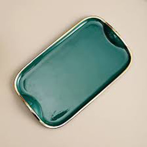 Bandeja de cerámica con forma rectangular para el hogar, Hotel, restaurante, utensilios de cocina, frutas, bandeja para servir Chocolate, bandeja de cerámica de lujo de Color verde - Product Image 5