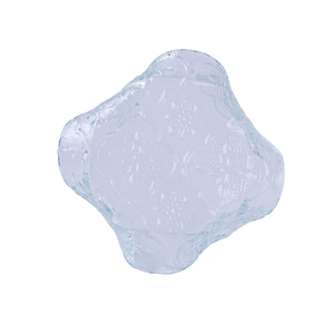 Hand Blown Art Deco Modern Transparent Round Glass Tray with Floral Pattern for Multi-Purpose Christmas Home Decor - Product Image 3