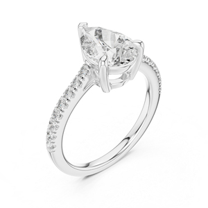 Bague en or blanc 14 carats pour femme, pour occasions spéciales, avec diamant de 2,29 carats de taille poire, diamant de laboratoire certifié IGI, style classique, plaqué or - Product Image 5
