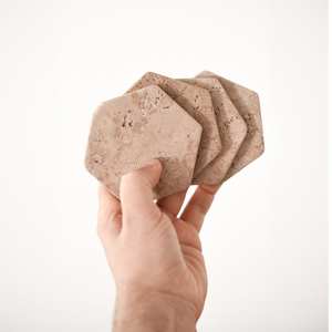 Posavasos de Mármol Travertino, Juego Hexagonal de 6 Posavasos para Mesa de Comedor, Regalo de Inauguración - Product Image 2