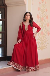 Robe de soirée en georgette à fleurs artificielles de qualité supérieure, prête à porter, avec dupatta, vêtements de luxe, broderie de sequins zari, séchage rapide, moderne - Product Image 4