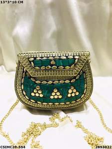 Sac de soirée en mosaïque métallique fait à la main pochette pour dames vente en gros de sacs de soirée fabriqués en Inde à bas prix pour la fête - Product Image 4