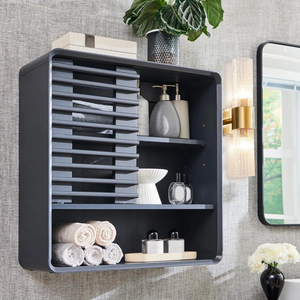 Gabinete de almacenamiento de tocador de baño moderno montado en la pared con puerta corredera programada Estante de baño Diseño elegante - Product Image 6