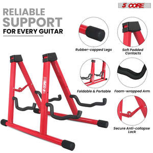 Support de guitare double à 5 cœurs en forme de A avec bras en mousse pour guitares acoustiques, électriques, basses, ukulélés et banjos - Product Image 3