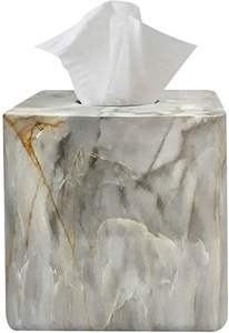 Caja de servilletas de papel tisú de piedra de granito verde hecha a mano India para organizador de mesa de dormitorio y baño - Product Image 6