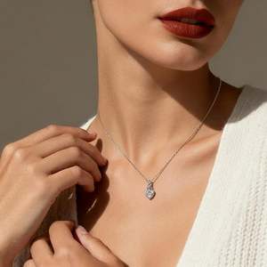 Collier Jeulia Eternal Halo Heart en argent sterling rhodié avec moissanite - Product Image 5