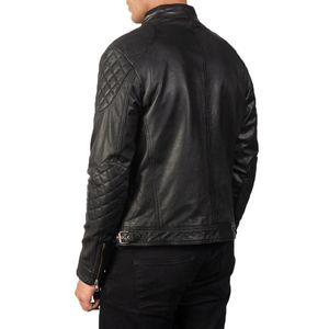 Furat <b>Leathers</b> High Quality Customizable Stand Collar Biker <b>Jacket</b> Black <b>Leather</b> Windproof Breathable Professional Manufacture - Product Image 3