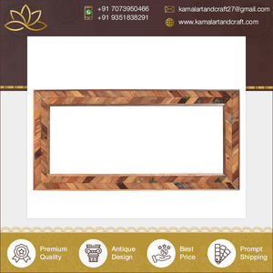 Miroir Chevron antique de haute qualité, vintage, en bois massif du Rajasthan, carré, artisanal, traditionnel, décoration murale de Noël - Product Image 2