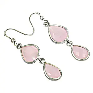 Pendientes de Plata con Piedras Preciosas Rosadas para Mujer, Idea de Regalo Elegante - Product Image 3