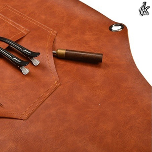 Tablier de cuisine BBQ d'atelier unisexe de haute qualité avec lanières réglables en cuir Tablier de barbier imperméable en PE-BD tissu avec logo personnalisé - Product Image 4