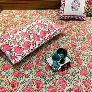 Manta transpirable suave de algodón con estampado de bloque de mano, edredón Dohar para todas las estaciones, edredón estampado Floral perfecto para sofá cama - Product Image 2