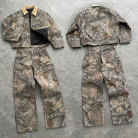 Vêtement de sport camouflage en coton 100% pour homme, pantalon cargo et veste zippée, lavage à l'acide personnalisé en gros, poids lourd pour l'extérieur