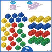 PLOMA 36 pièces 5 cm de hauteur, jouets de construction éducatifs en plastique PP de qualité alimentaire pour enfants, blocs de construction souples, 4 couleurs, à partir de 5 ans