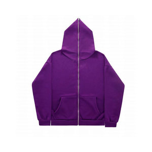 Sudadera con capucha y cremallera completa OEM de alta calidad, 100% algodón, transpirable, de forro polar sólido, informal para hombre, ideal para invierno. - Product Image 1