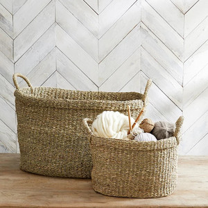 Cesta de almacenamiento tejida de algas marinas, cestas de césped de mar artesanales de estilo único, ropa de lavandería - Product Image 5